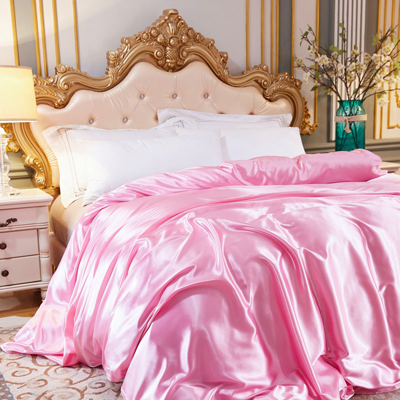 Home Textile Simple Satin Bedding Set Quilt Cover Pillowcases05