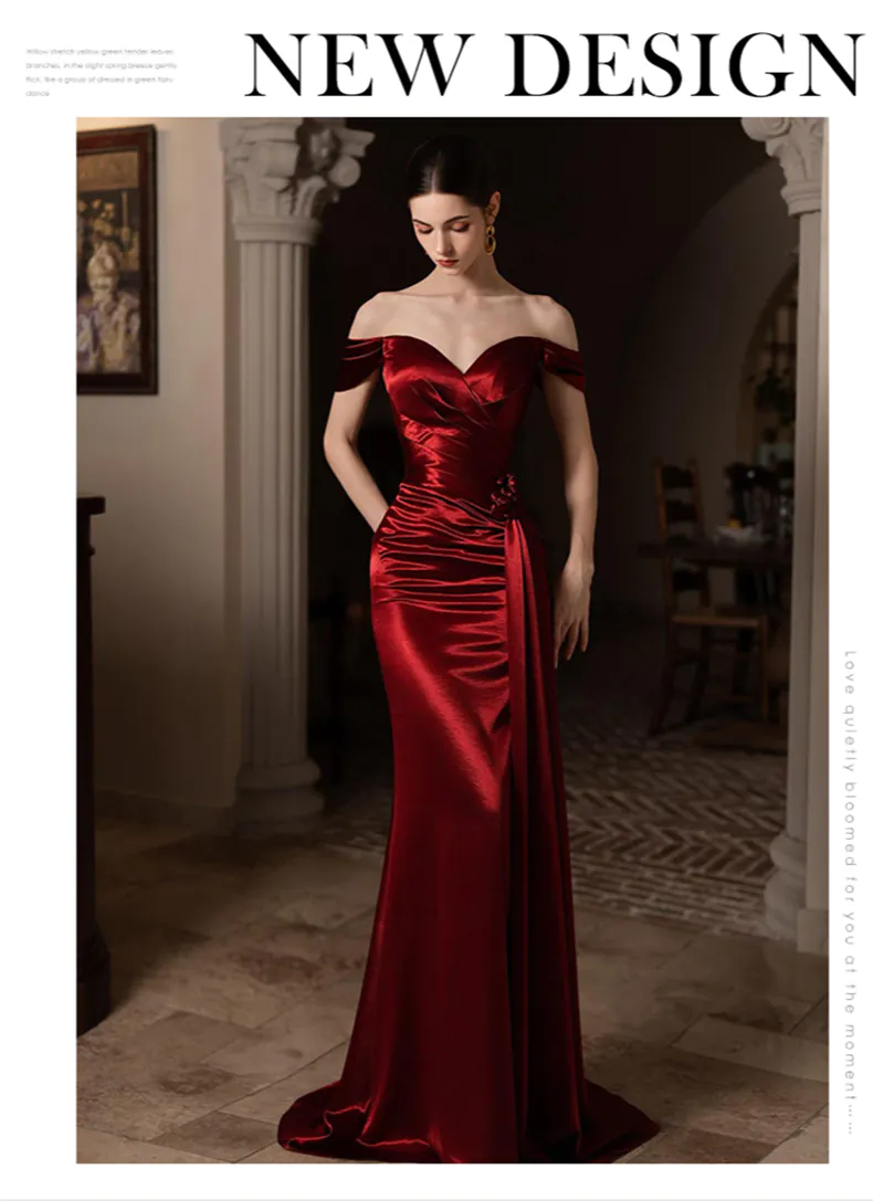 Modest-Off-the-Shoulder-Mermaid-Satin-Burgundy-Formal-Dress-Outfit-Gown07