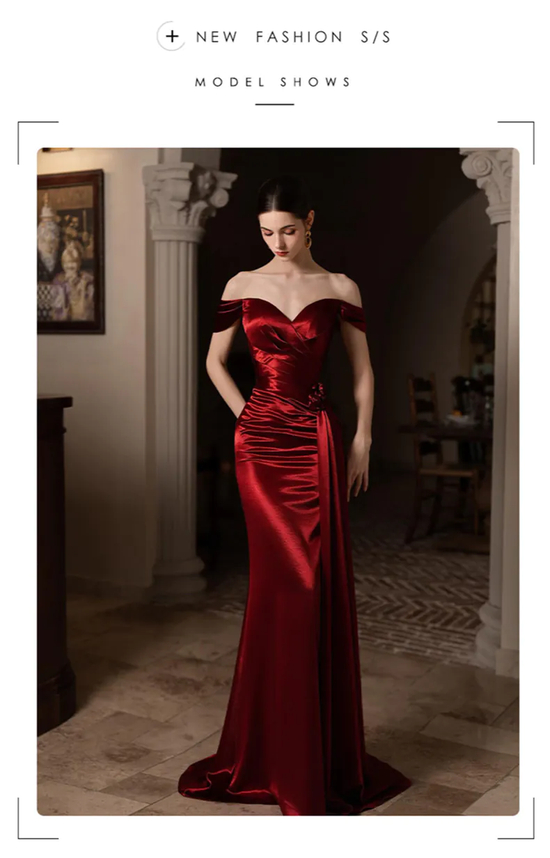 Modest-Off-the-Shoulder-Mermaid-Satin-Burgundy-Formal-Dress-Outfit-Gown12