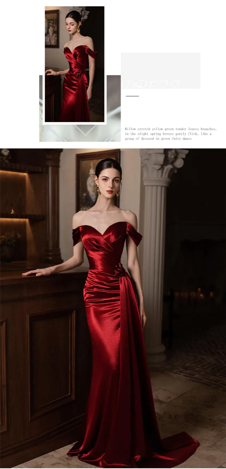 Modest-Off-the-Shoulder-Mermaid-Satin-Burgundy-Formal-Dress-Outfit-Gown13