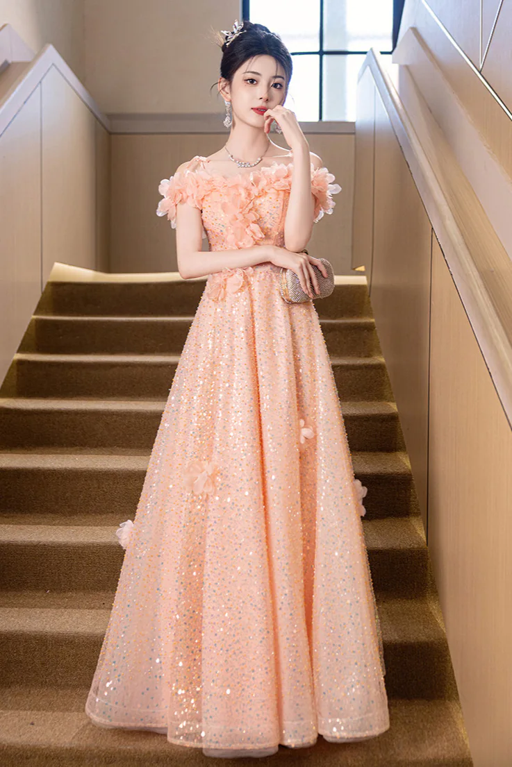 Modest-Soft-Peach-Pink-Princess-Glitter-Formal-Engagement-Evening-Gown11