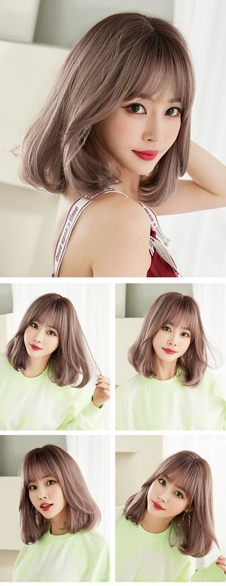 Natural Straight Hair Short Wig with Bangs for Ladies and Women14