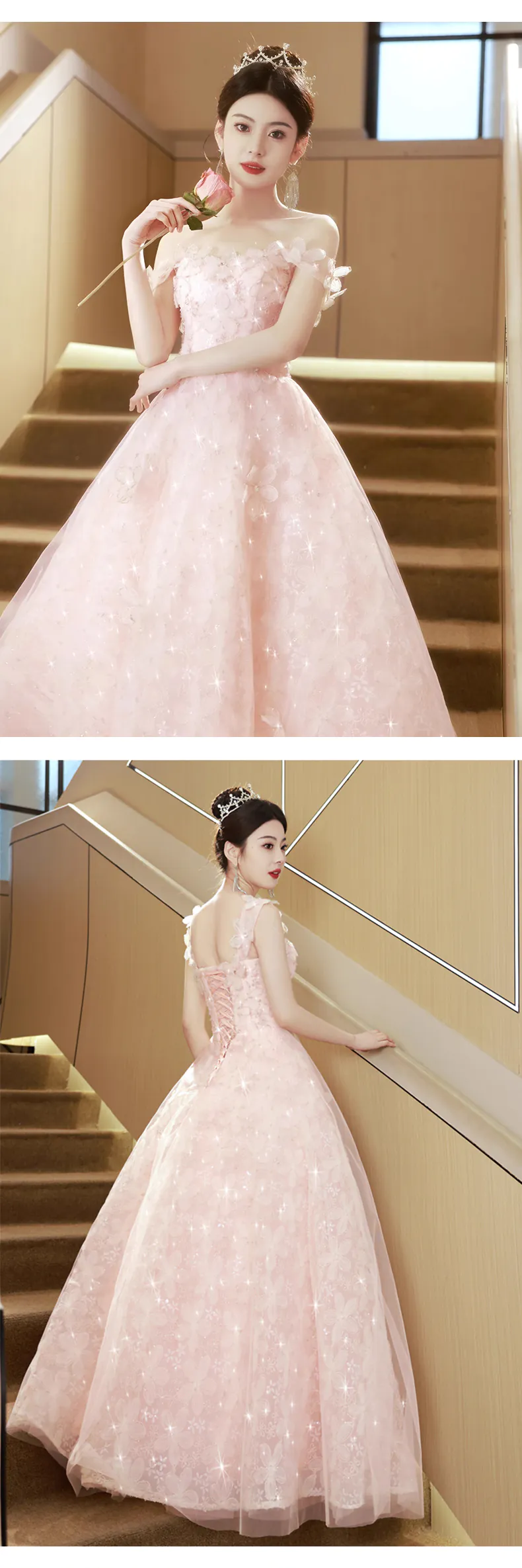 Romantic-Pink-Floral-Wedding-Toast-Graduation-Party-Dress-Evening-Gown14
