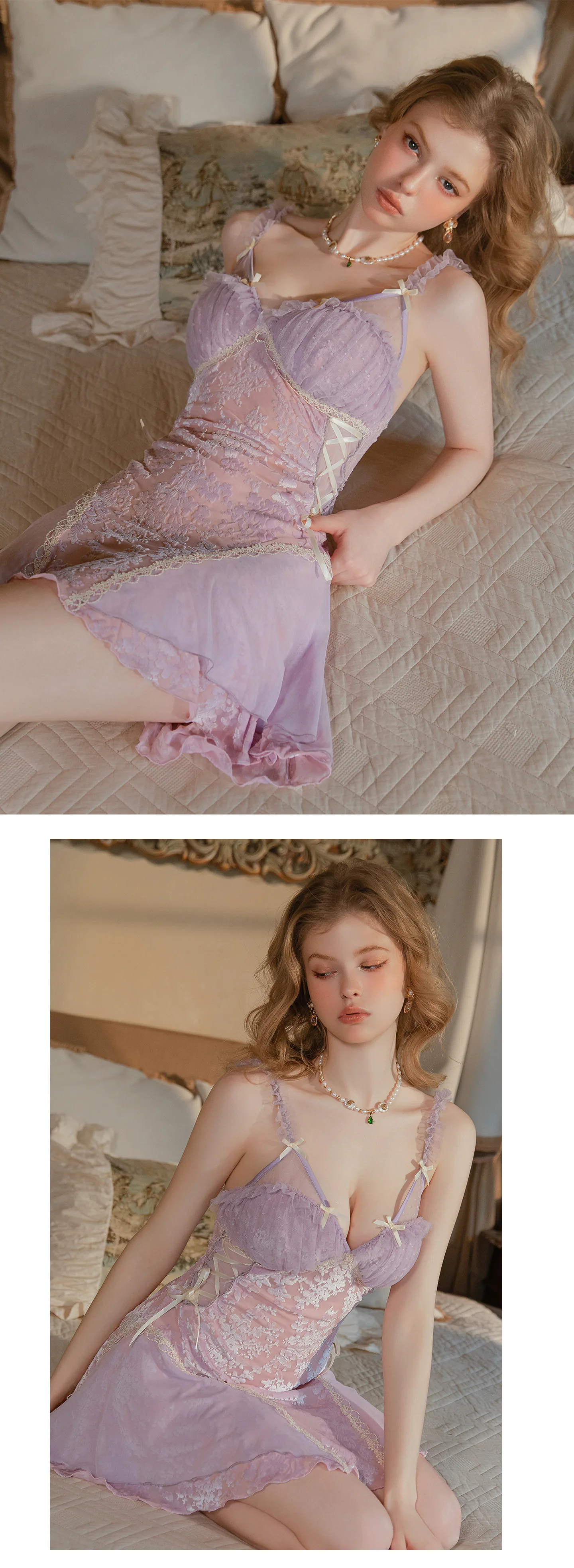 Sexy-Burnout-Sheer-Lace-Built-In-Padded-Floral-Mesh-Slip-Nightgown17