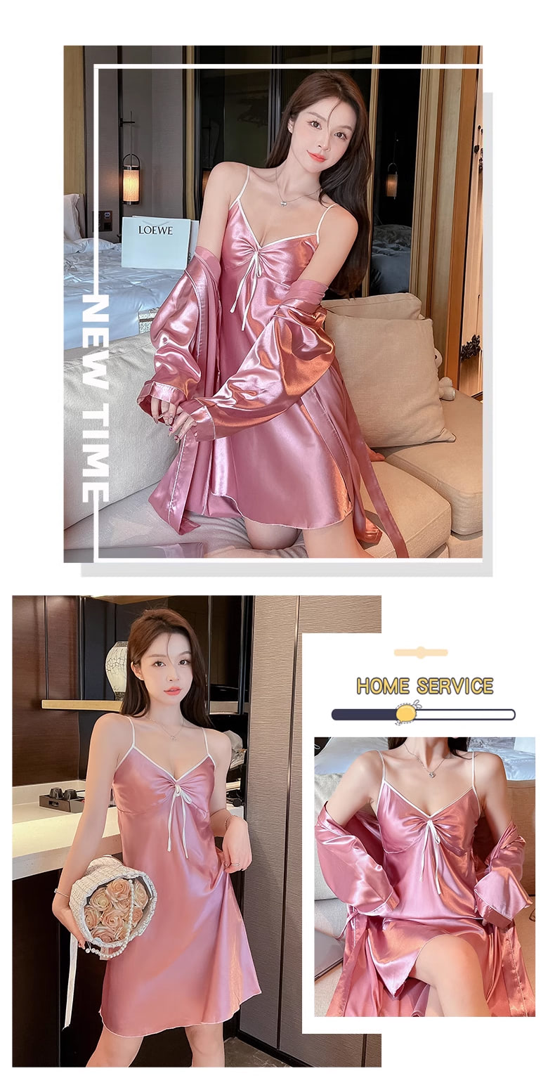 Sexy-Silky-Satin-Long-Sleeve-Robe-Home-Sleepwear-Set18