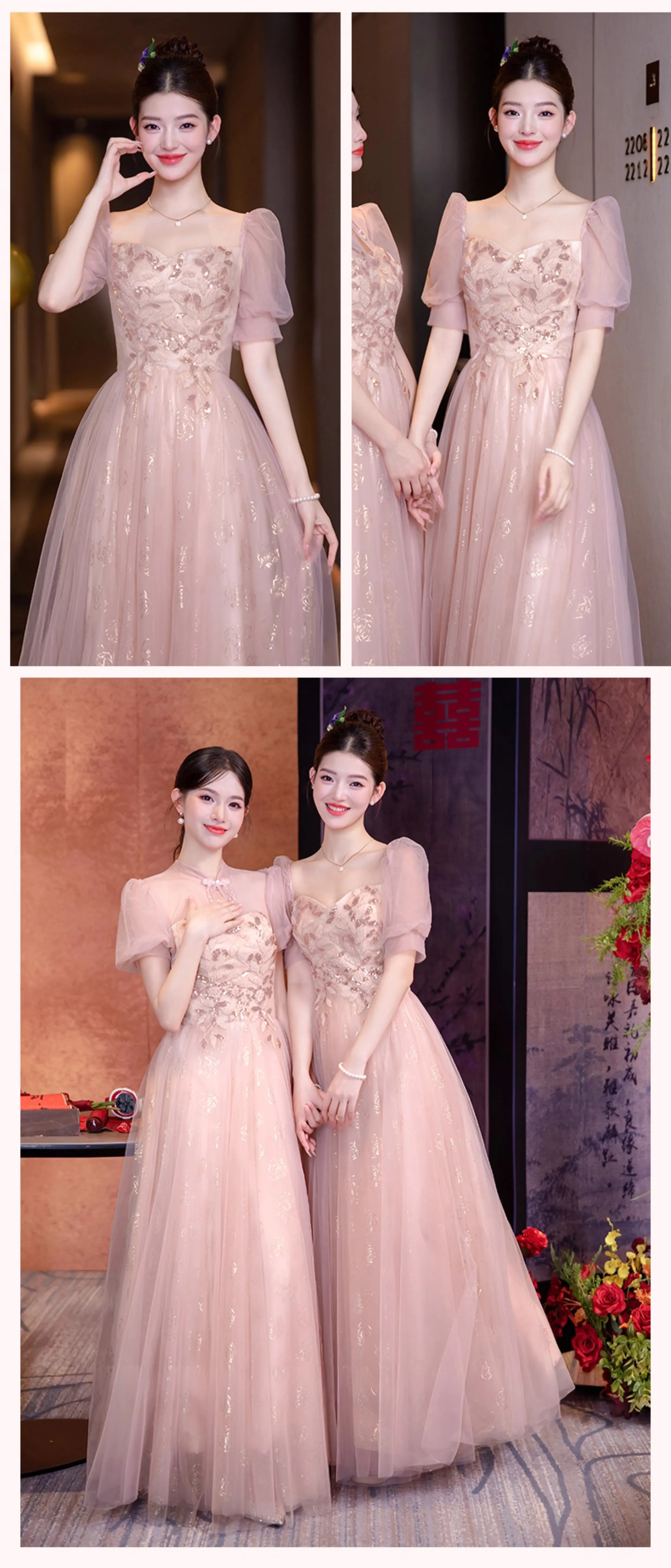 Sweet-Pink-Floral-Embroidery-Wedding-Guest-Party-Outfit-Bridesmaid-Dress15