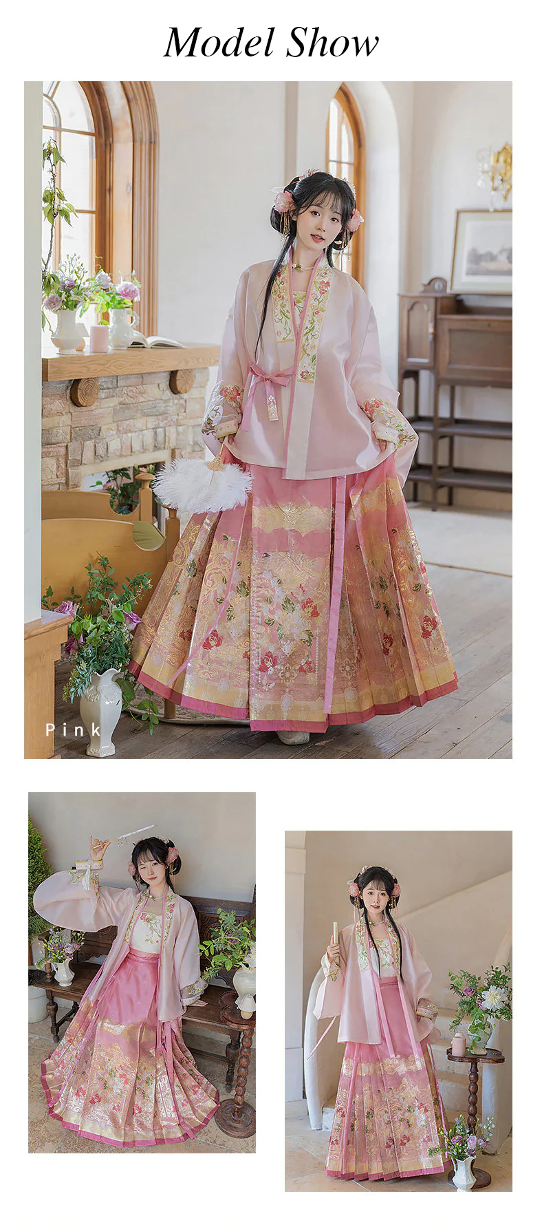 Traditional-Ming-Dynasty-Style-Mamian-Skirt-Cross-Wear-Hanfu-3-Piece-Set10