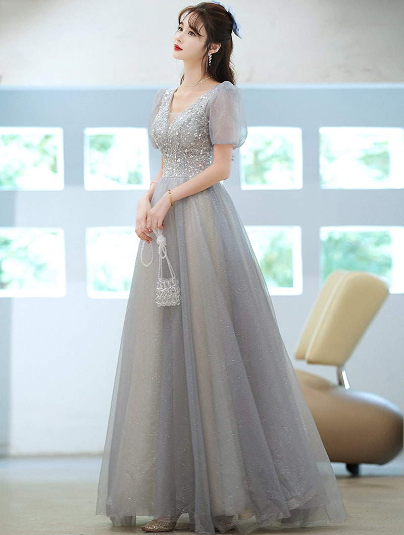 Trendy Light Gray Midi & Maxi Party Dress Formal Evening Gown01