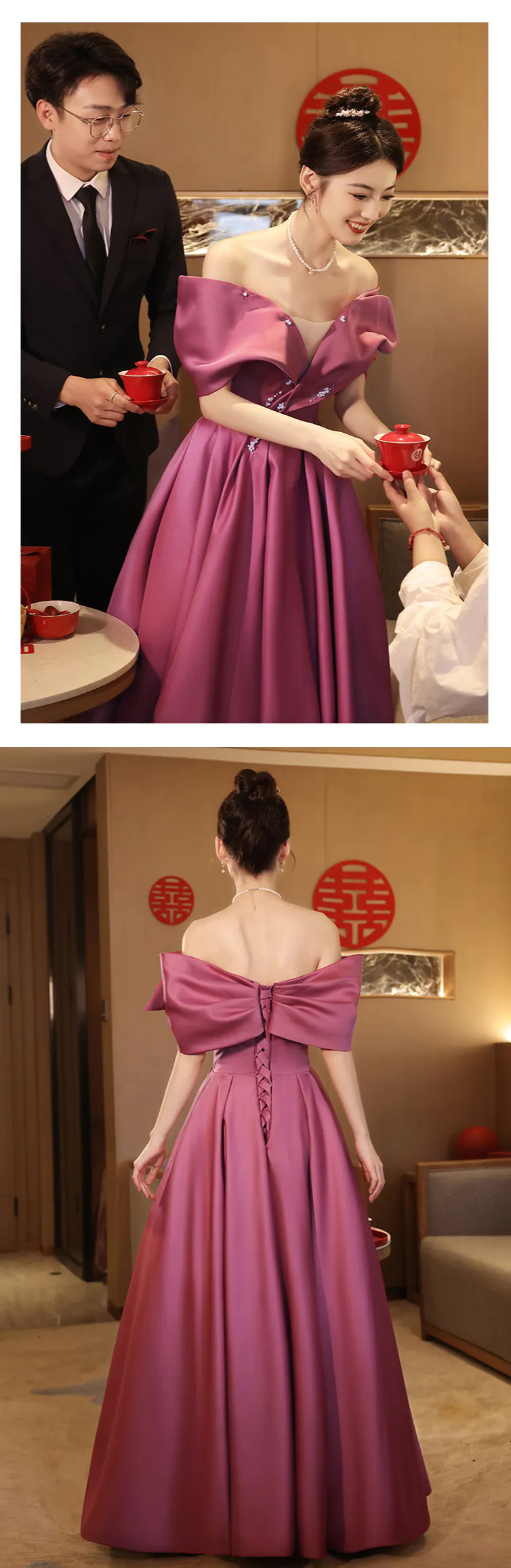Vintage-Berry-Off-Shoulder-Strap-Back-Long-Satin-Formal-Evening-Gown14