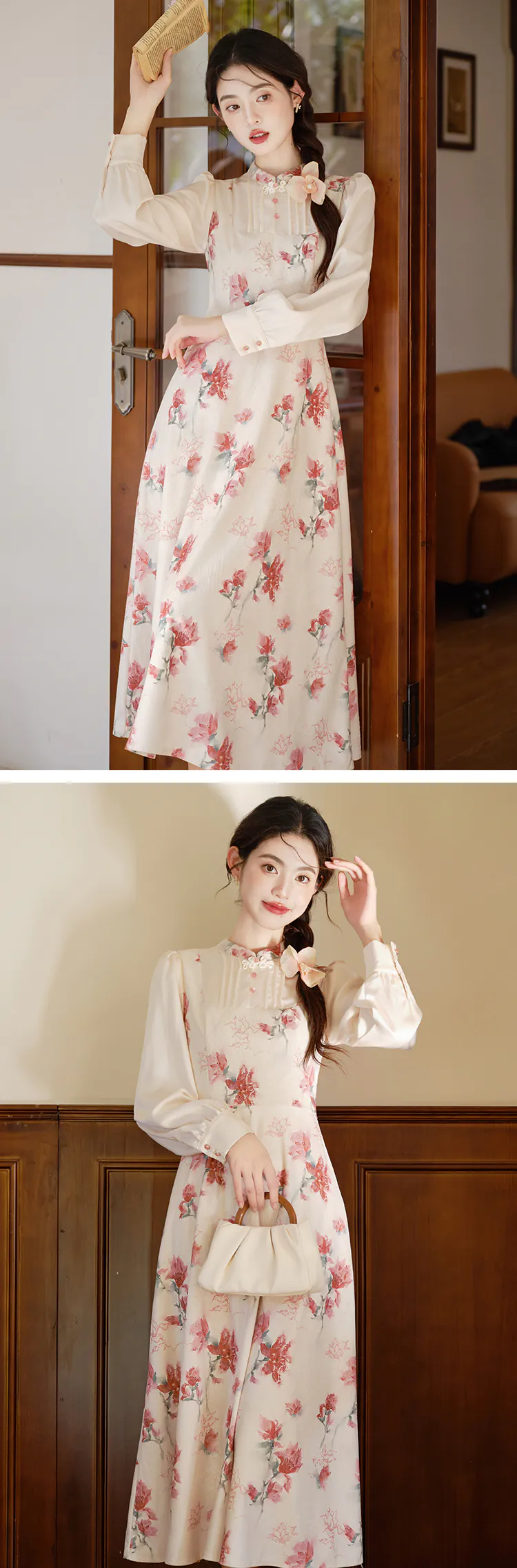 Vintage-Floral-Print-Stand-Collar-Long-Sleeve-Flowy-Beach-Casual-Dress14
