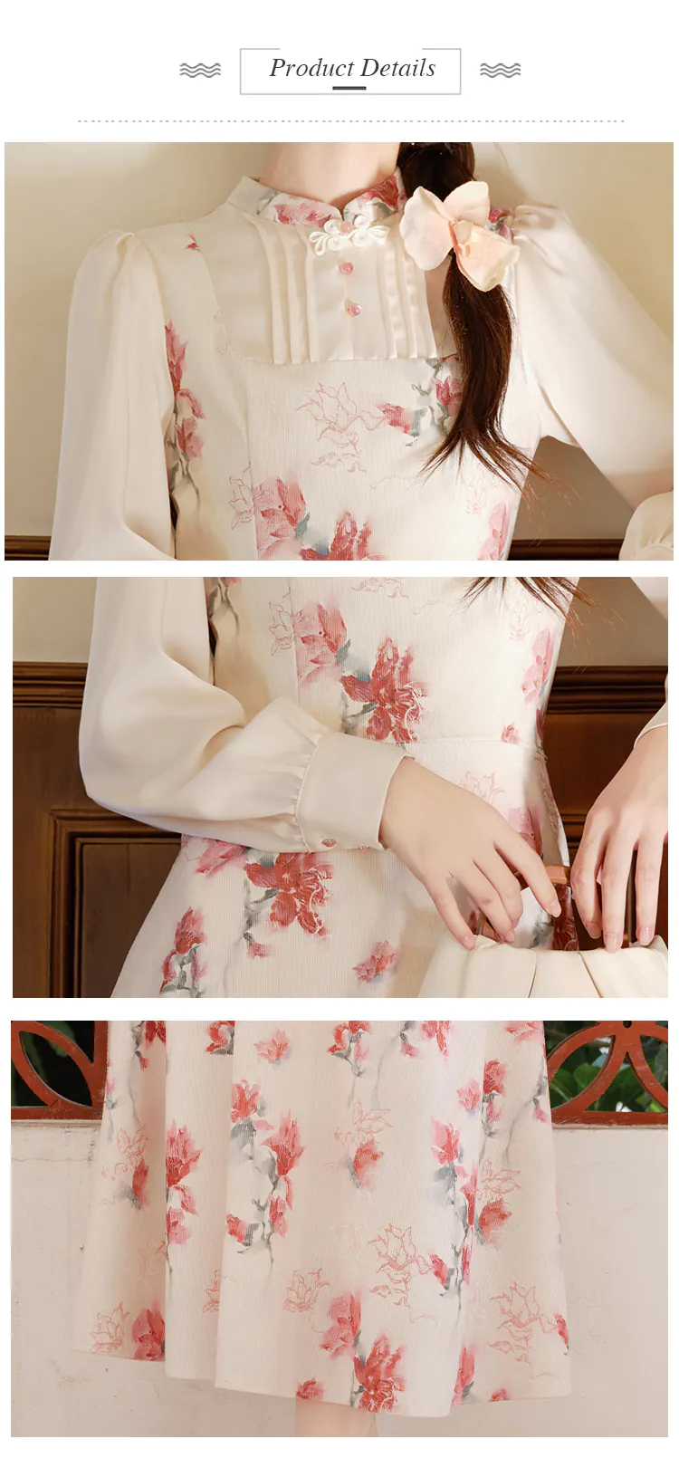 Vintage-Floral-Print-Stand-Collar-Long-Sleeve-Flowy-Beach-Casual-Dress15