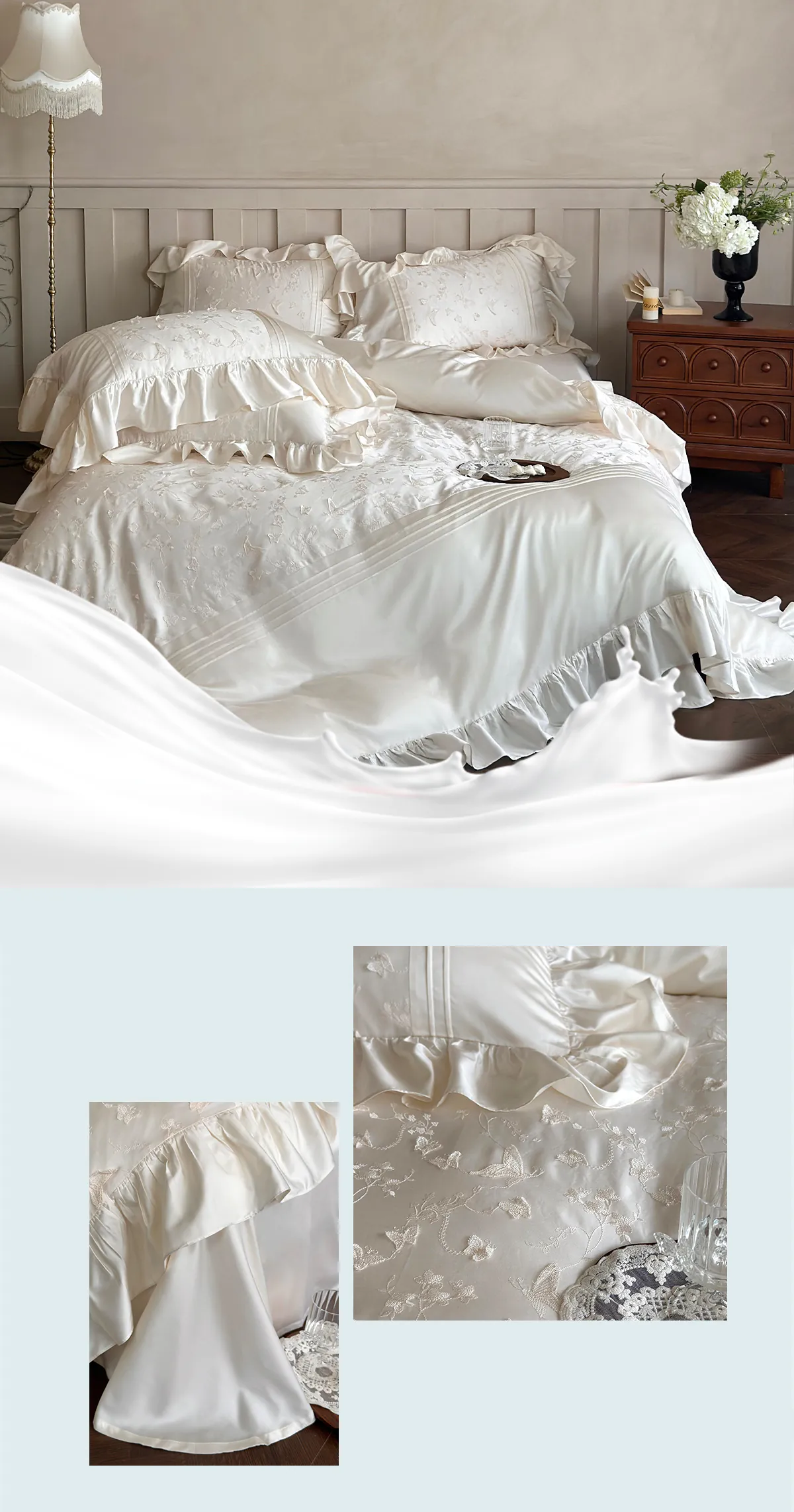 3D-Butterfly-Embroidery-Pleated-Ruffle-Edge-Tencel-Cotton-Bedding-Set13