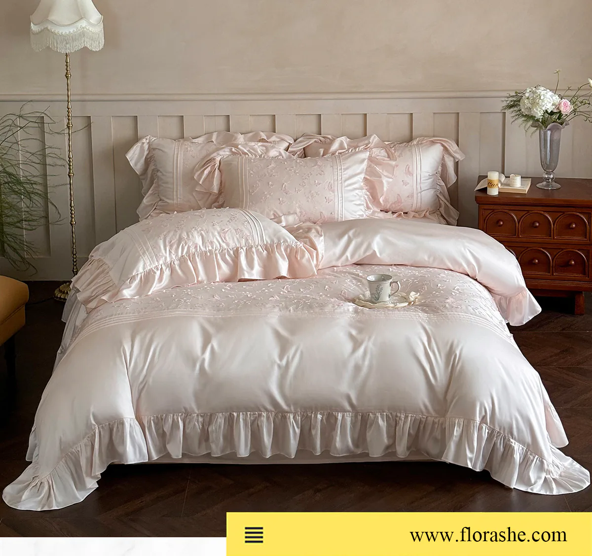 3D-Butterfly-Embroidery-Pleated-Ruffle-Edge-Tencel-Cotton-Bedding-Set15
