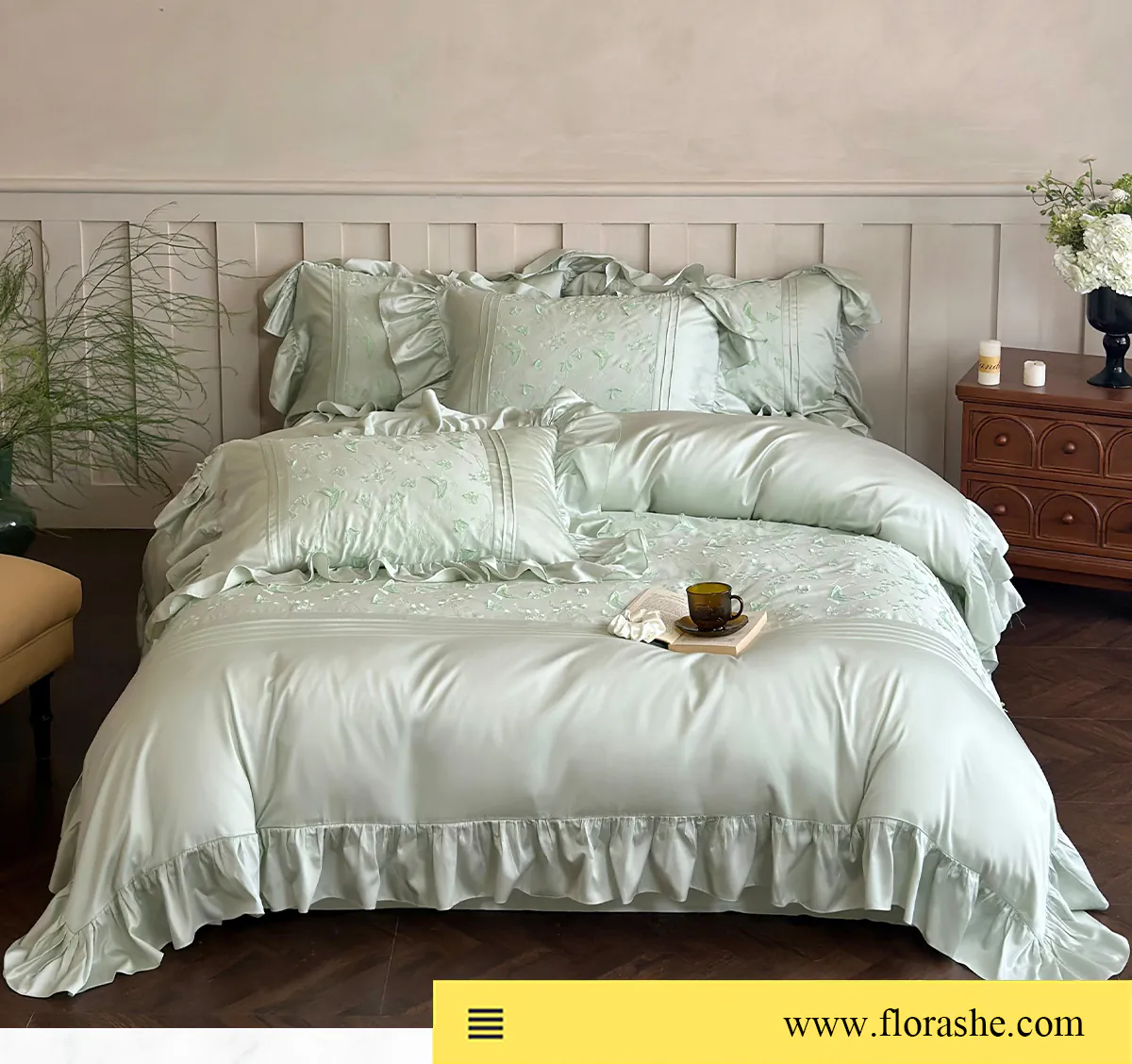 3D-Butterfly-Embroidery-Pleated-Ruffle-Edge-Tencel-Cotton-Bedding-Set20
