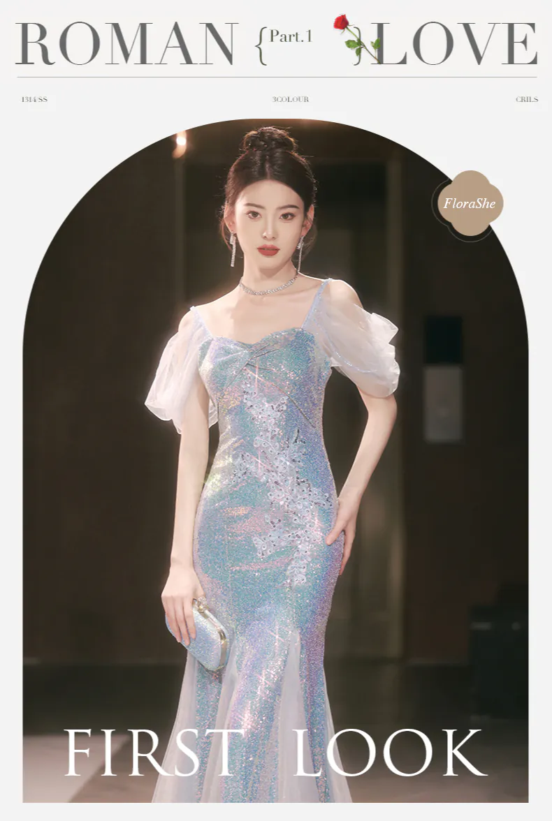 Boutique-Blue-Square-Neck-Short-Tulle-Sleeves-Mermaid-Glitter-Evening-Dress07