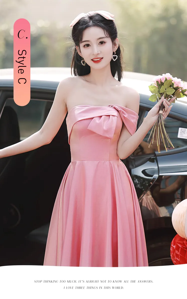 Charming-Pink-Satin-Bridesmaid-Dress-Short-Sleeve-Prom-Evening-Gown21