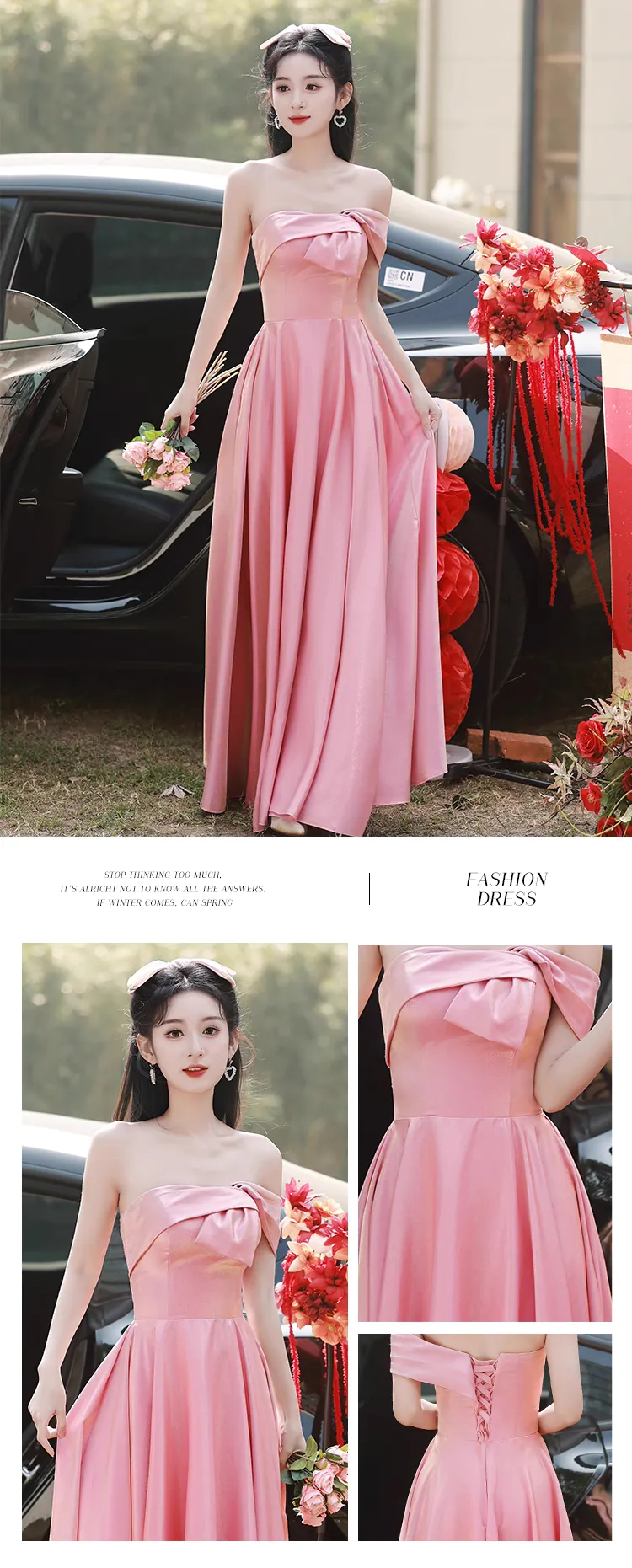 Charming-Pink-Satin-Bridesmaid-Dress-Short-Sleeve-Prom-Evening-Gown22