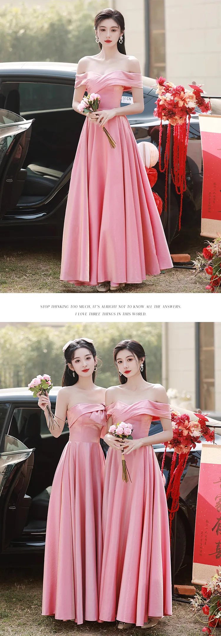 Charming-Pink-Satin-Bridesmaid-Dress-Short-Sleeve-Prom-Evening-Gown26