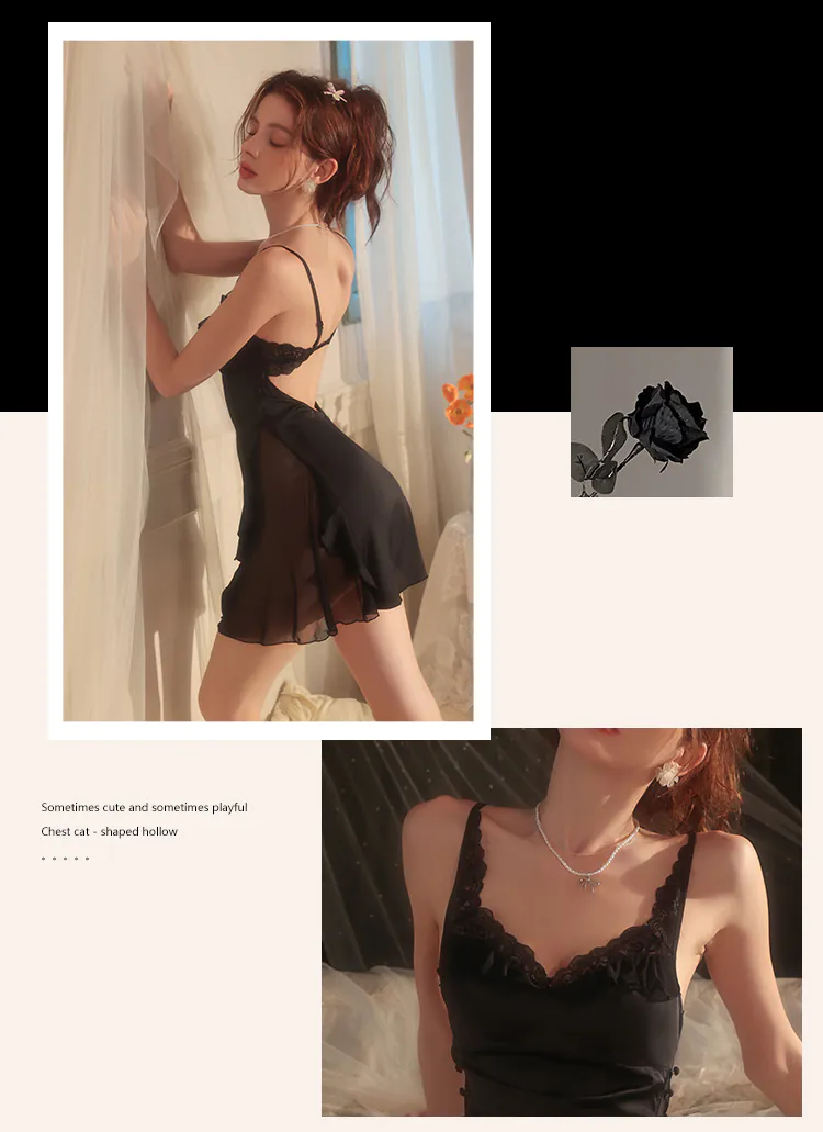 Charming-Princess-Sleeveless-Ruffled-Lace-Mesh-Satin-Nightgown12