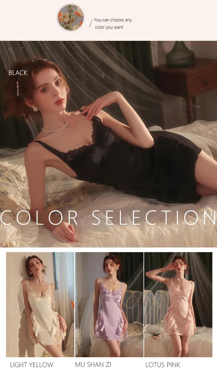 Charming-Princess-Sleeveless-Ruffled-Lace-Mesh-Satin-Nightgown14