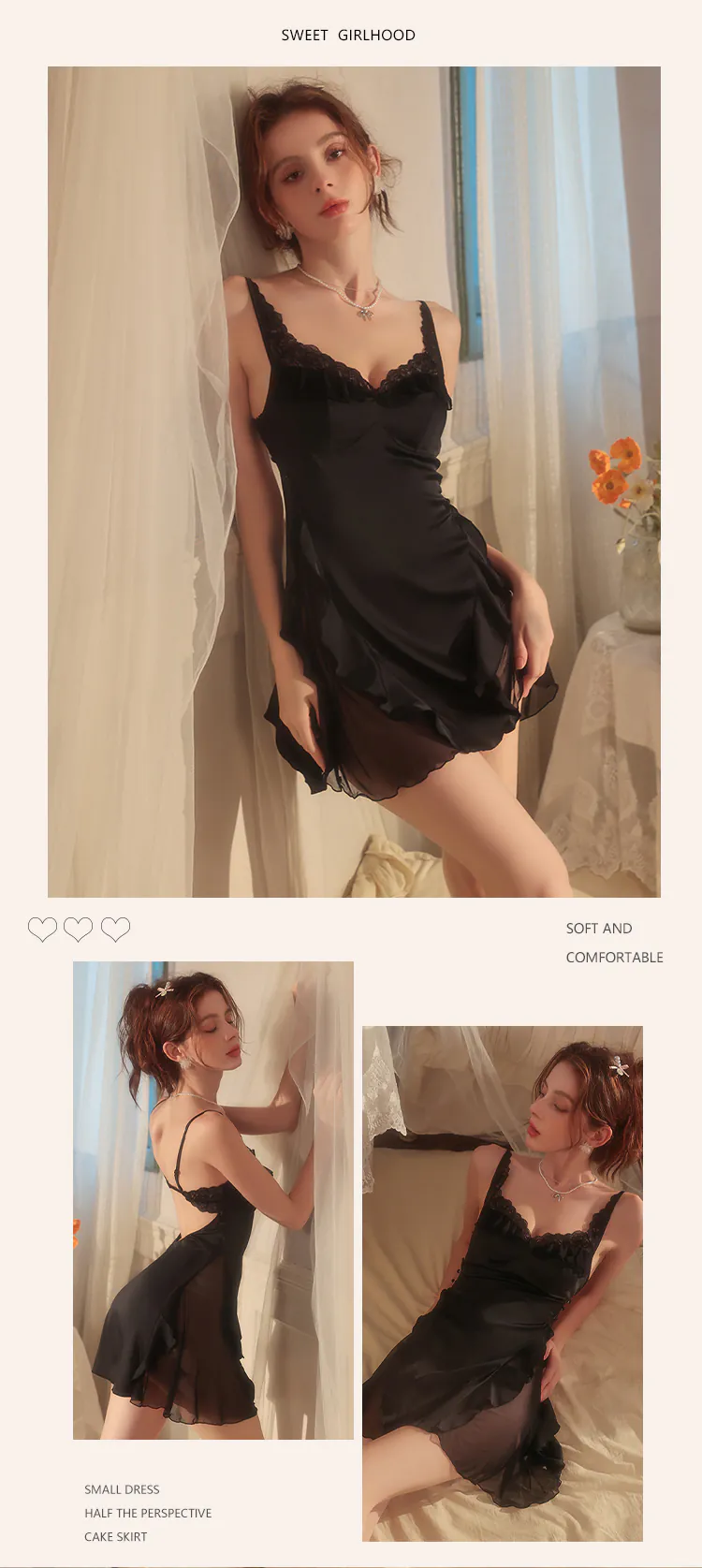 Charming-Princess-Sleeveless-Ruffled-Lace-Mesh-Satin-Nightgown16
