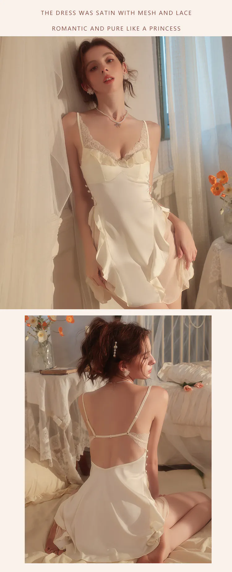 Charming-Princess-Sleeveless-Ruffled-Lace-Mesh-Satin-Nightgown18