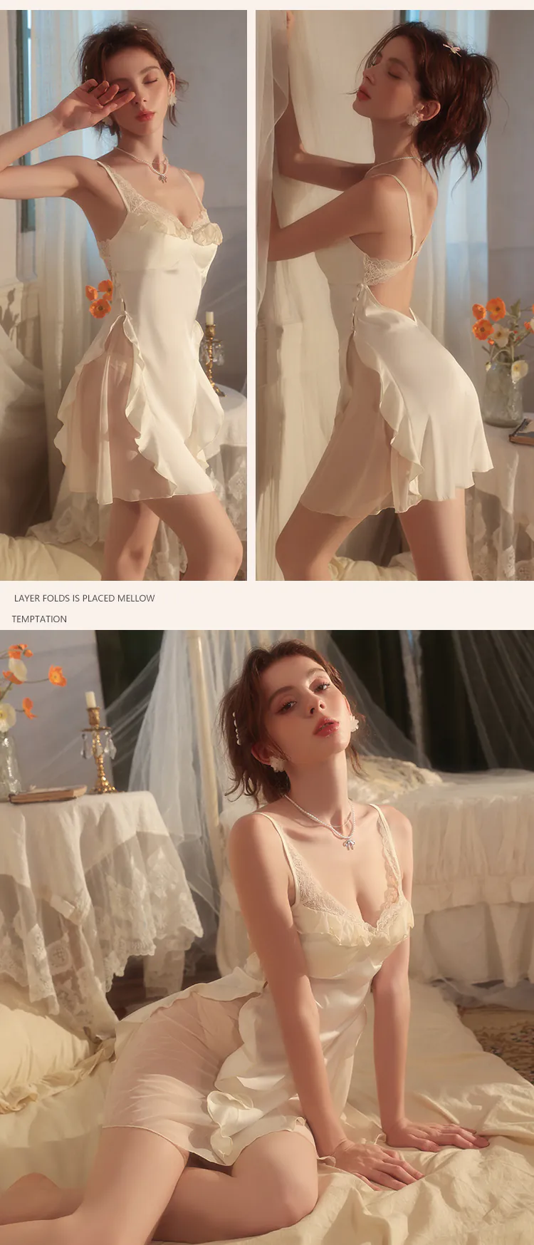 Charming-Princess-Sleeveless-Ruffled-Lace-Mesh-Satin-Nightgown19