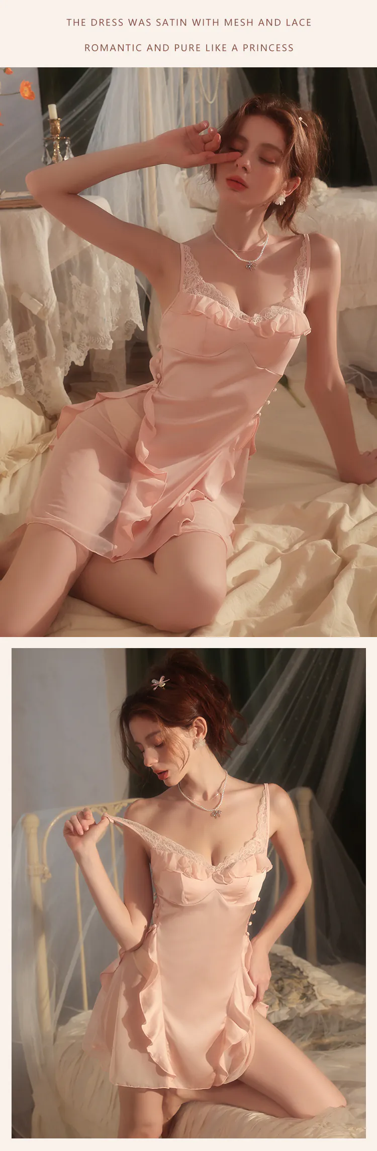 Charming-Princess-Sleeveless-Ruffled-Lace-Mesh-Satin-Nightgown22