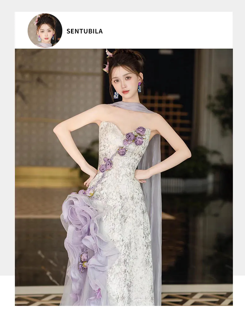 Chic-Soft-Lavender-3D-Floral-Strapless-Formal-Dress-Evening-Ball-Gown08