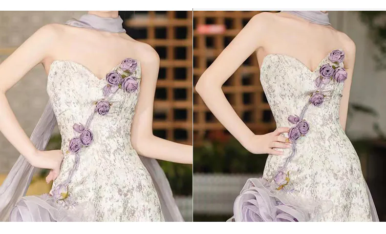 Chic-Soft-Lavender-3D-Floral-Strapless-Formal-Dress-Evening-Ball-Gown10