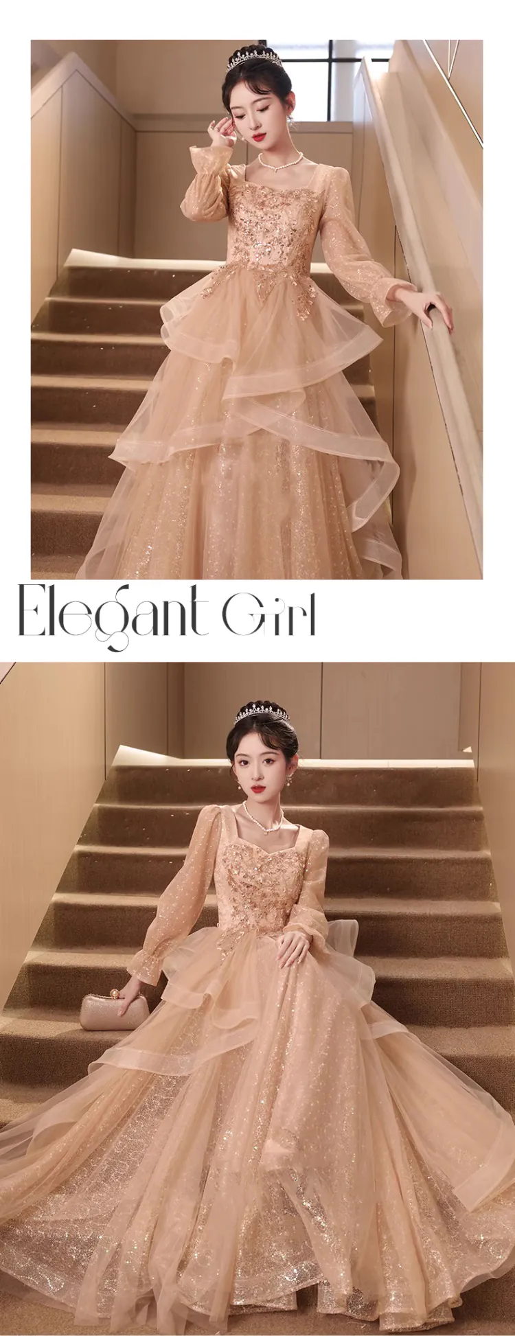 Classy-Elegant-Khaki-Long-Sleeve-Formal-Party-Dress-Aesthetic-Ball-Gown11