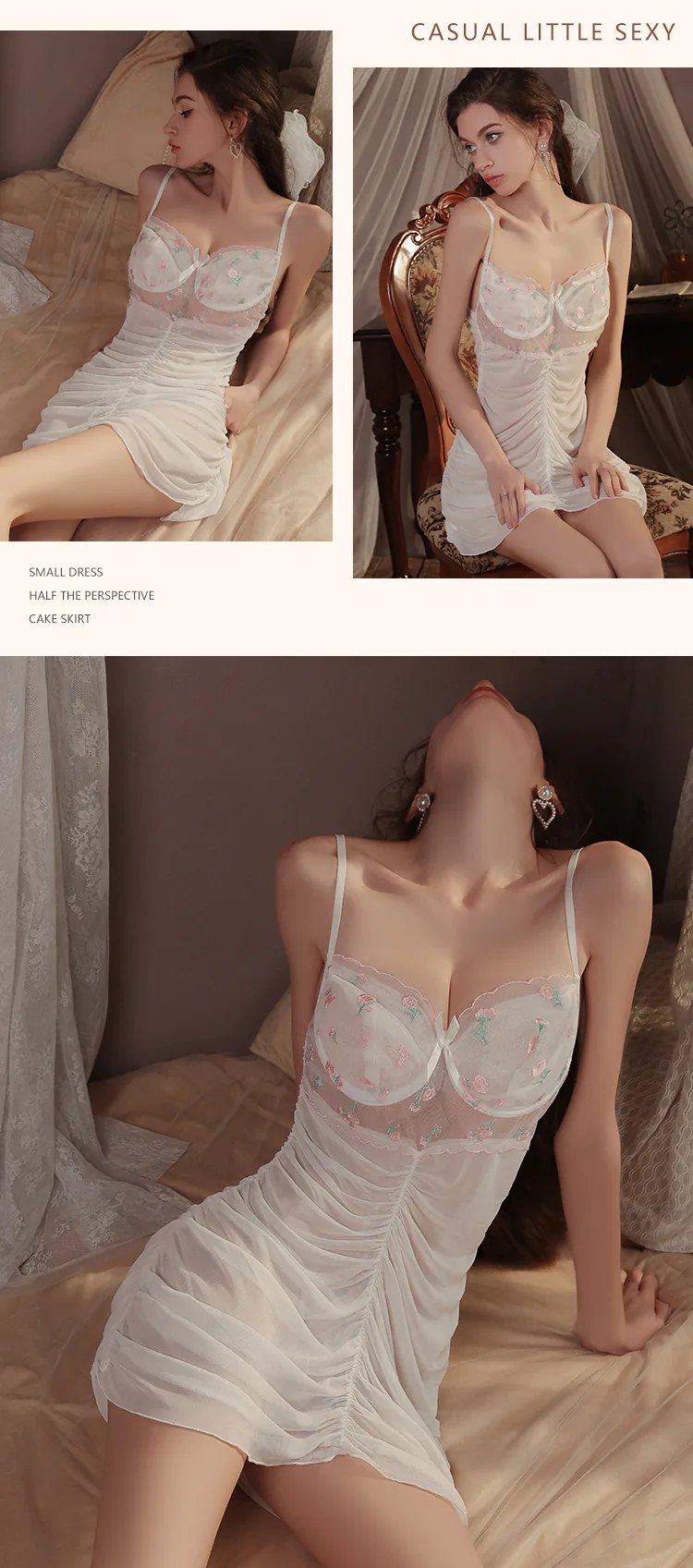 Comfy-Sexy-Sheer-Mesh-Lace-Ruched-Babydoll-Camisole-Nightgown14