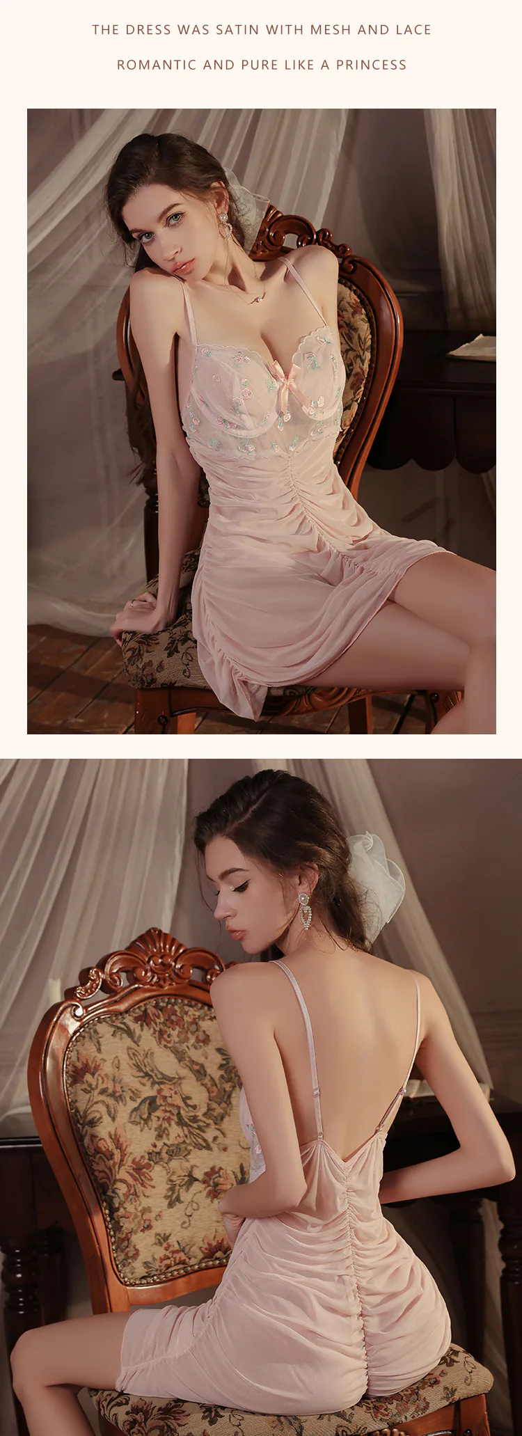 Comfy-Sexy-Sheer-Mesh-Lace-Ruched-Babydoll-Camisole-Nightgown17