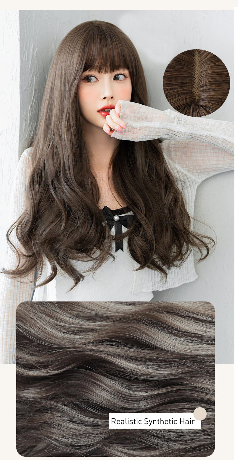 Cool Brown Synthetic Curly Hair Wavy Long Wig for Women Girls08