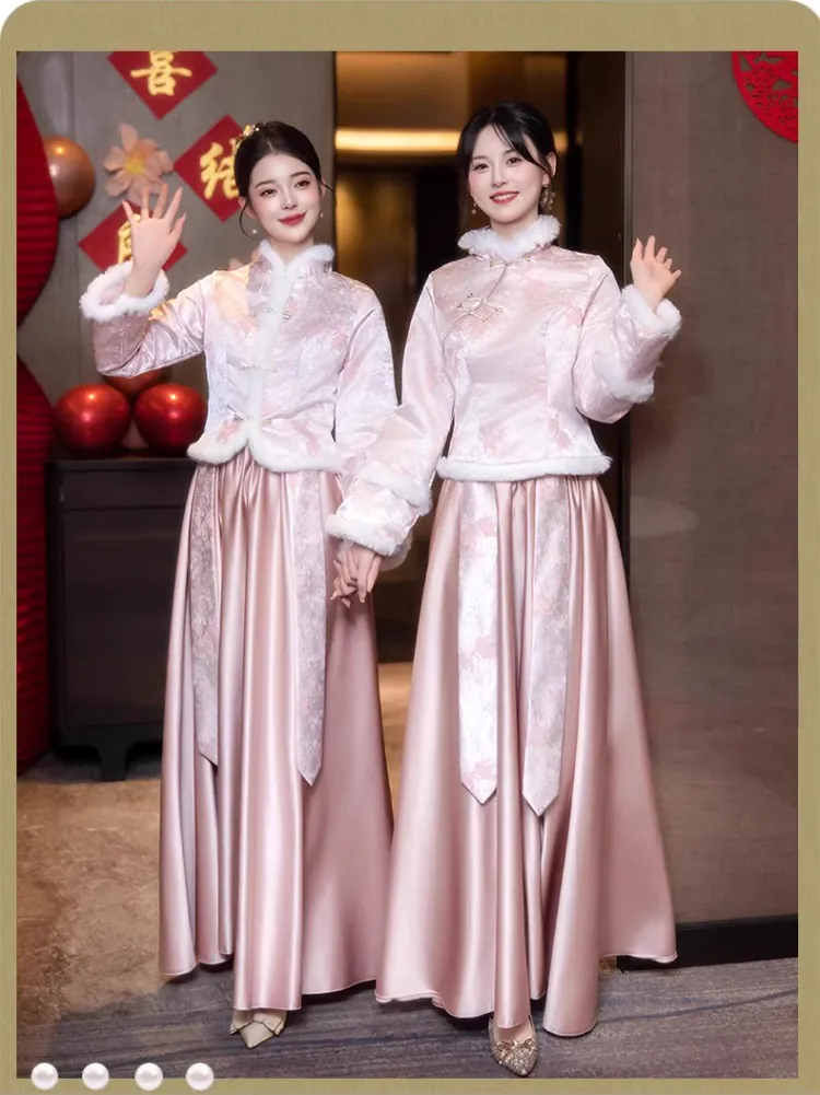 Elegant-Chinese-Style-Pink-Long-Sleeve-Fall-Winter-Warm-Bridesmaid-Dress08