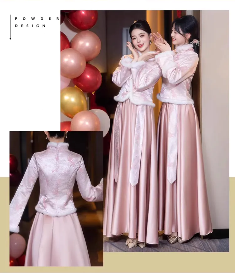 Elegant-Chinese-Style-Pink-Long-Sleeve-Fall-Winter-Warm-Bridesmaid-Dress09