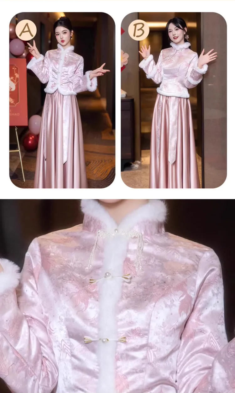 Elegant-Chinese-Style-Pink-Long-Sleeve-Fall-Winter-Warm-Bridesmaid-Dress10