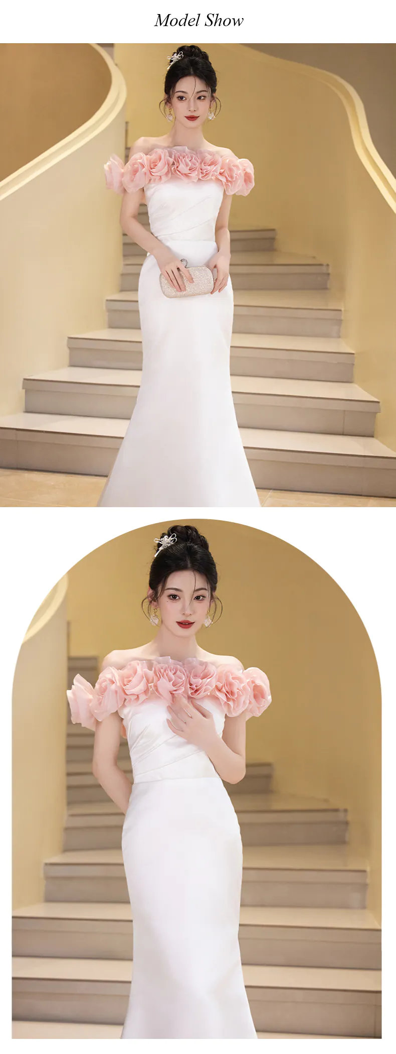 Elegant-White-3D-Rose-Off-the-Shoulder-Strapless-Mermaid-Skirt-Evening-Dress09