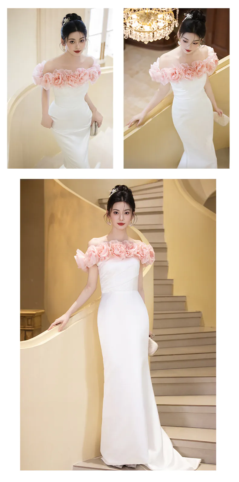 Elegant-White-3D-Rose-Off-the-Shoulder-Strapless-Mermaid-Skirt-Evening-Dress10