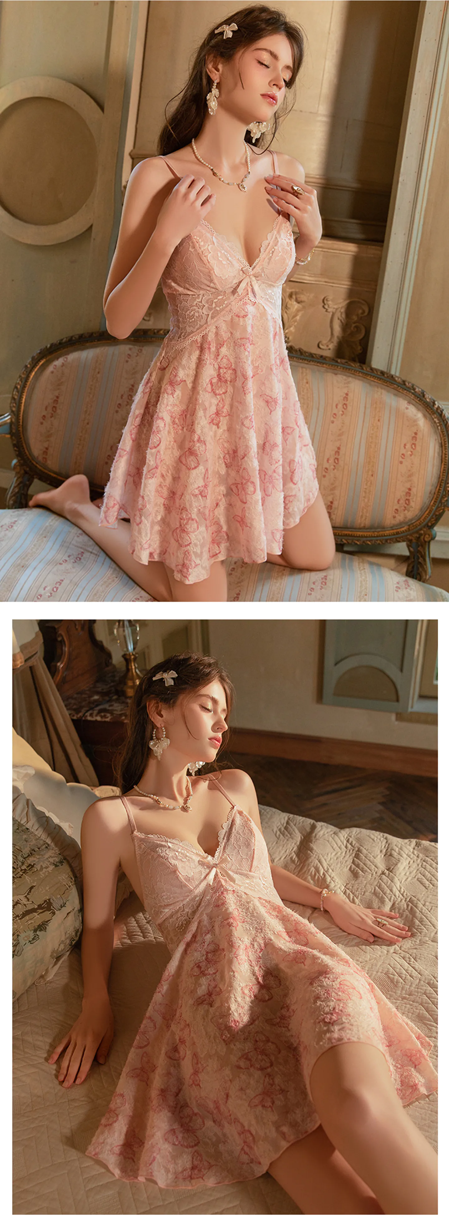 Ethereal-V-Neck-Butterfly-Print-Built-in-Bra-Sheer-Lace-Splice-Nightgown16
