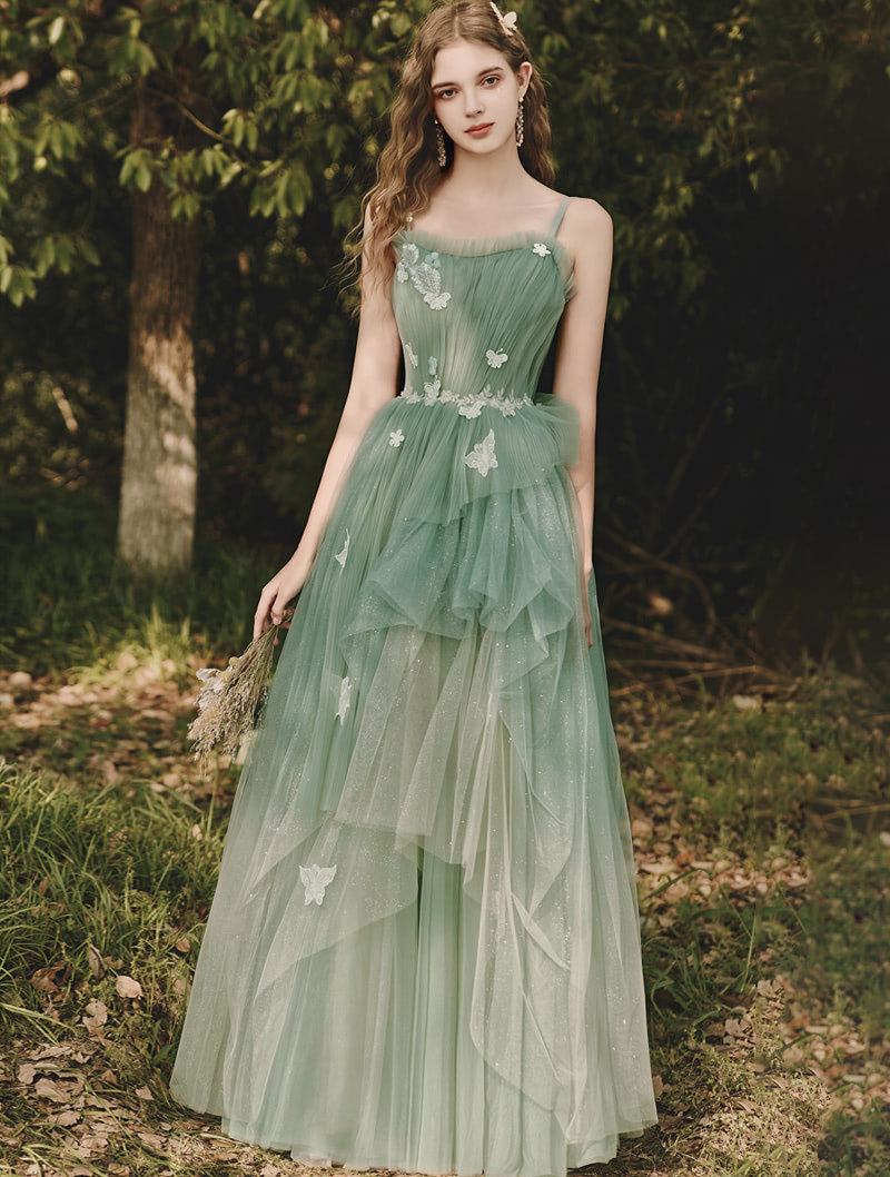 Fairy Avocado Green Tulle Prom Dress Princess Party Ball Gown05