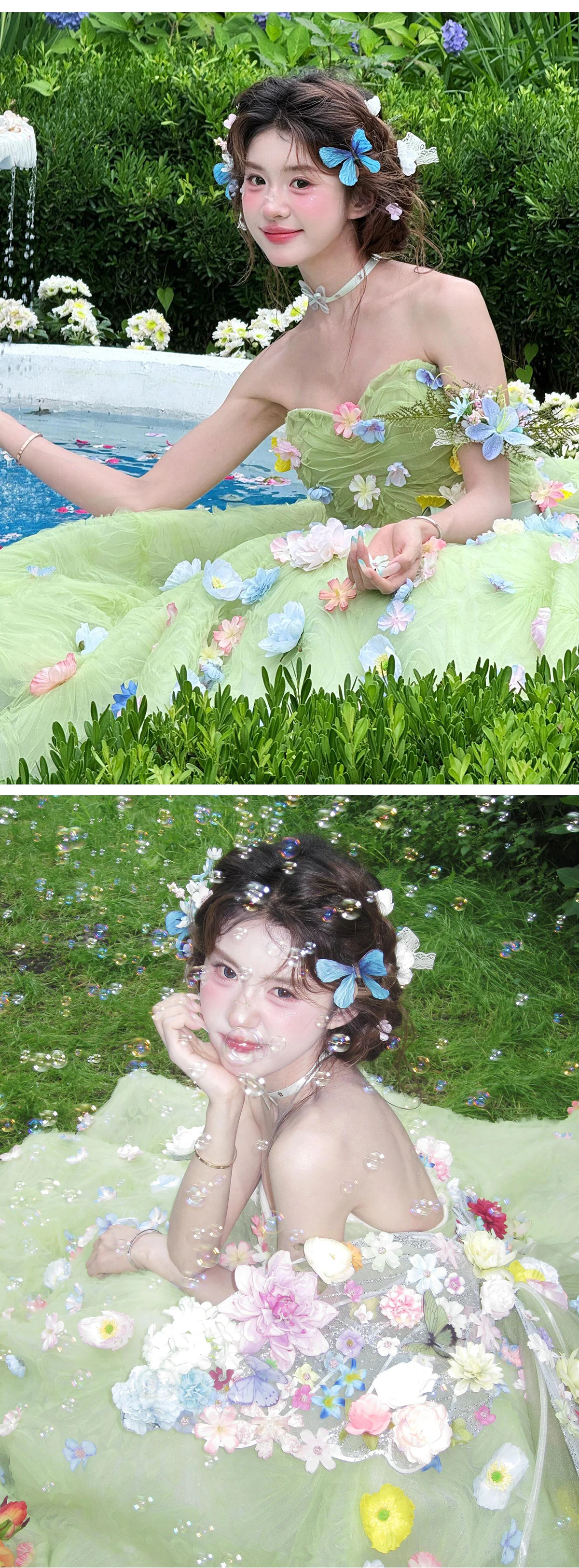 Fairycore-Green-3D-Floral-Layered-Tulle-Garden-Party-Wedding-Dress09