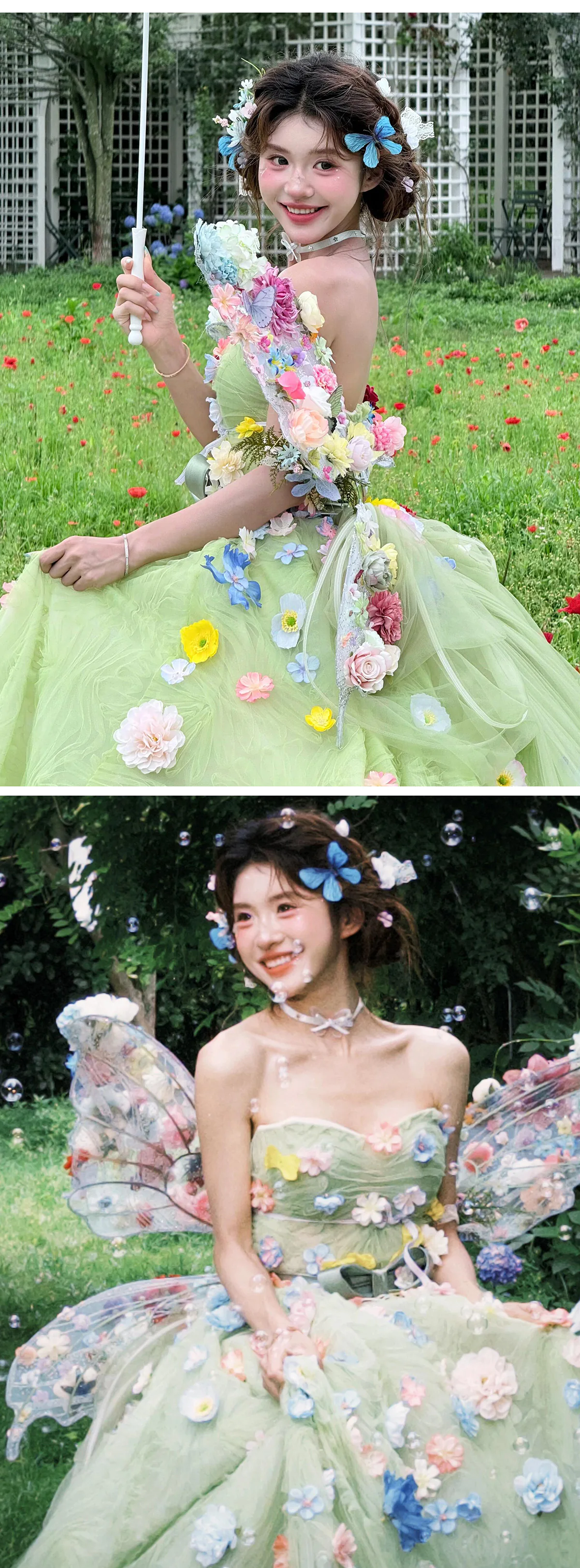 Fairycore-Green-3D-Floral-Layered-Tulle-Garden-Party-Wedding-Dress10