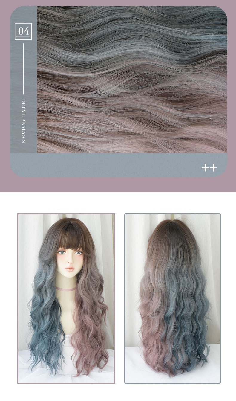 Fashion Two Tone Split Color Heat Resistant Fibre Long Hair Wig09