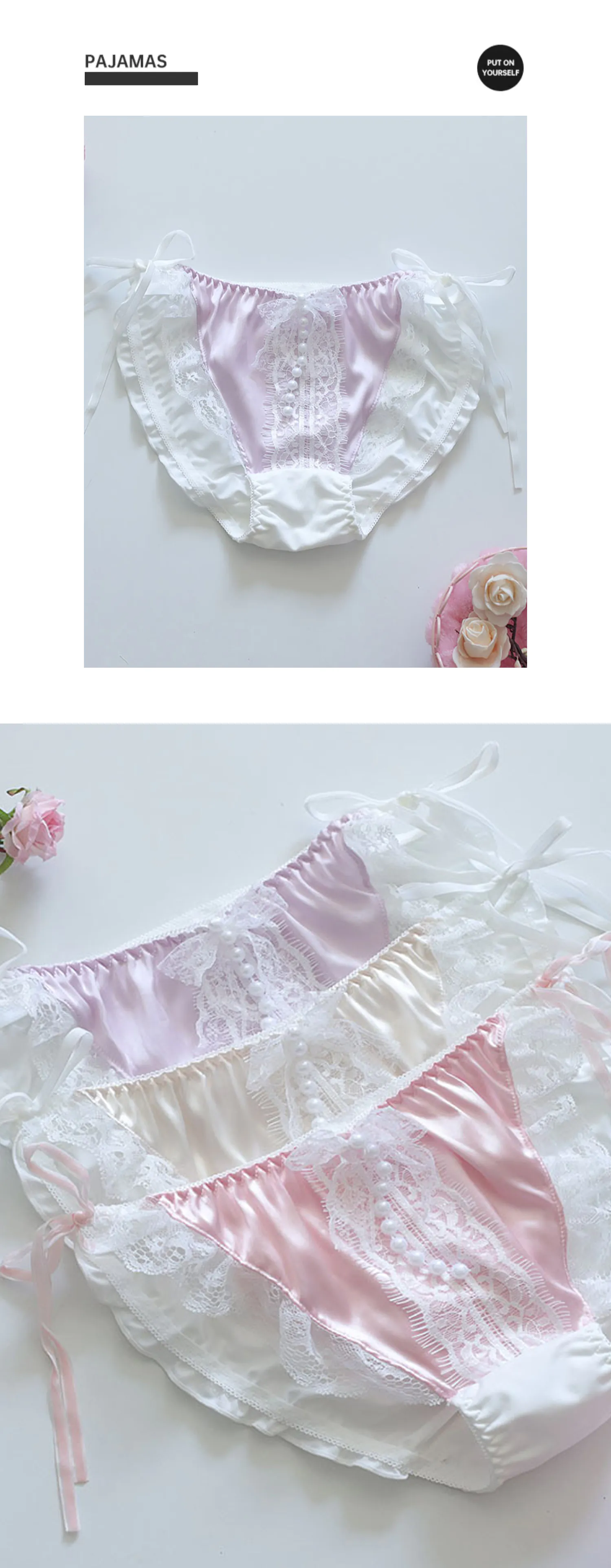 Feminine-Soft-Satin-Ruffle-Lace-Side-Ribbon-Ties-and-Pearls-Underwear11