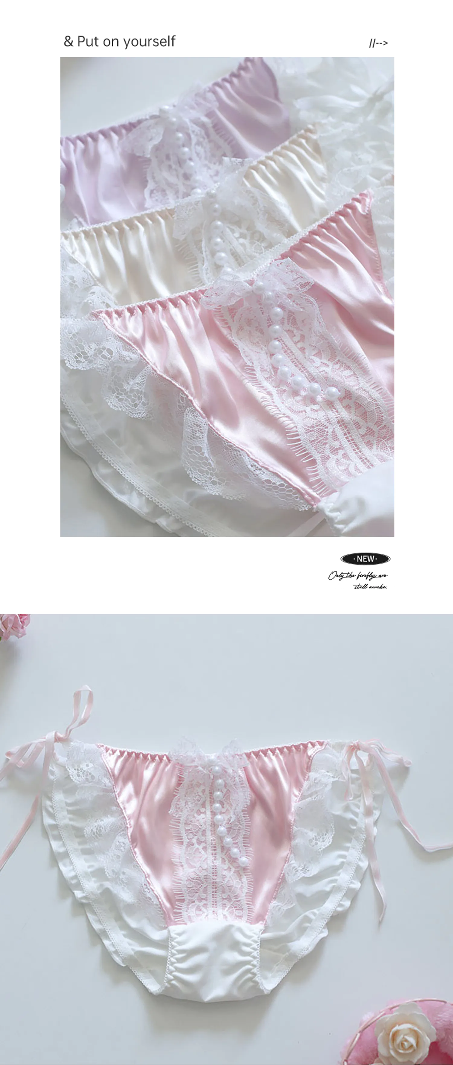 Feminine-Soft-Satin-Ruffle-Lace-Side-Ribbon-Ties-and-Pearls-Underwear13