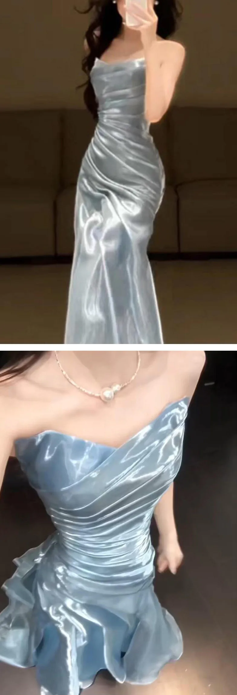 Glossy-Silver-Gray-Strapless-Ruched-Bodice-Trumpet-Mermaid-Evening-Gown11