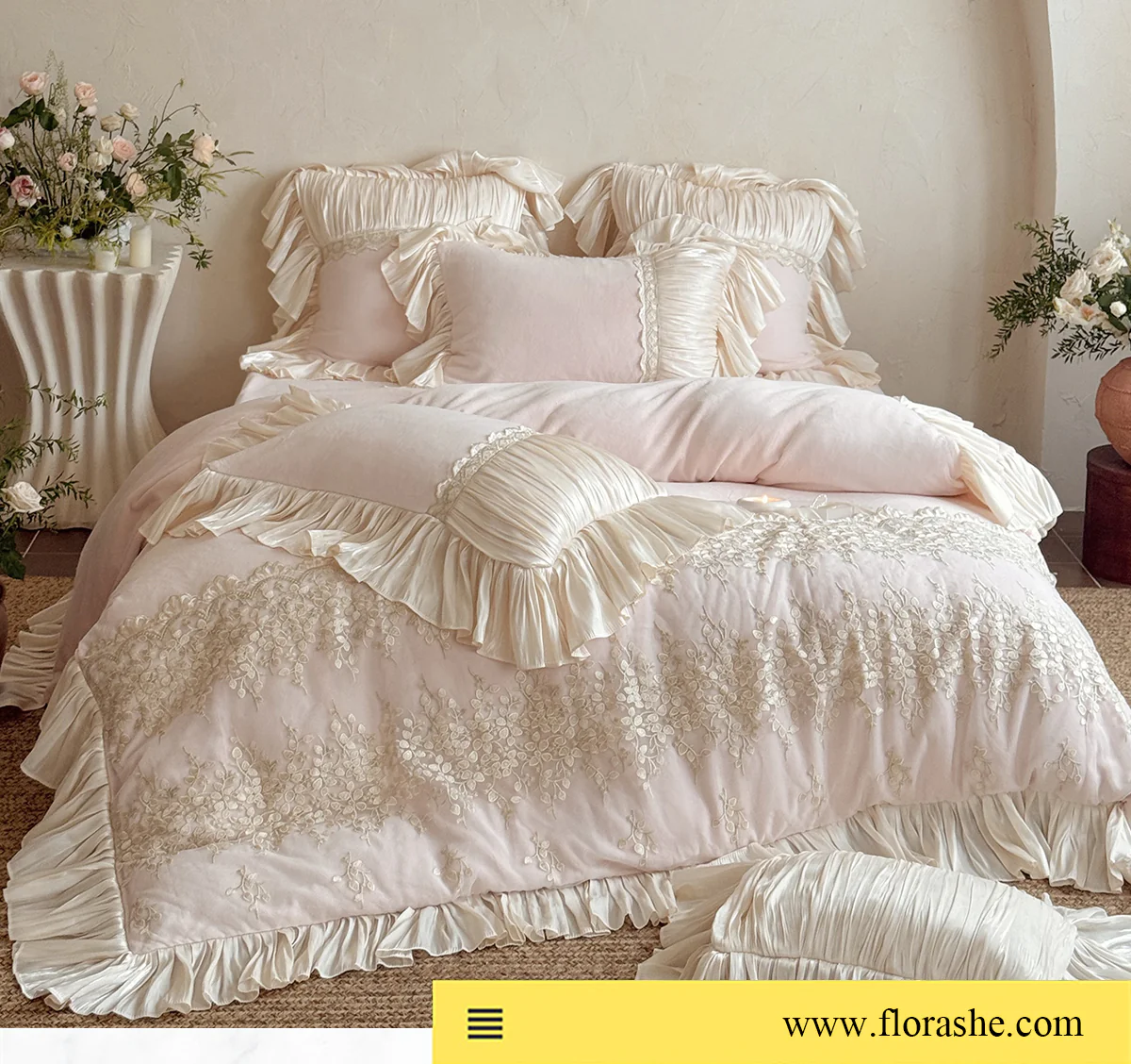 Modern-Girly-French-Court-Soft-Matte-Milk-Velvet-Ruffle-Edges-Bedding-Set09