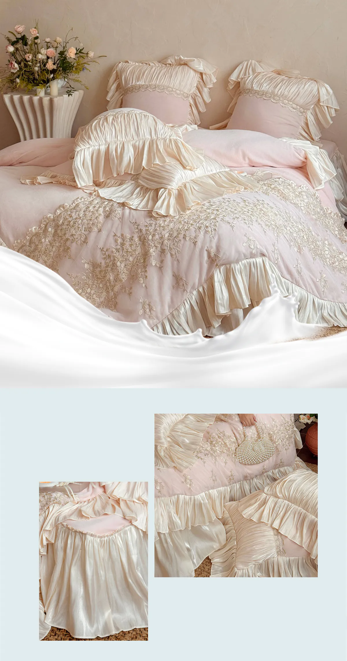Modern-Girly-French-Court-Soft-Matte-Milk-Velvet-Ruffle-Edges-Bedding-Set12