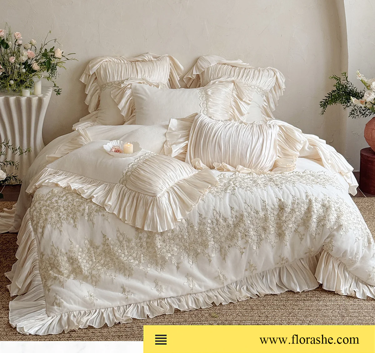 Modern-Girly-French-Court-Soft-Matte-Milk-Velvet-Ruffle-Edges-Bedding-Set14